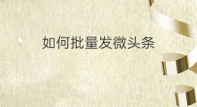 如何批量发微头条 怎样批量做微头条