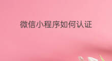 微信小程序如何认证 微信小程序需要认证吗