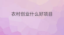 农村创业什么好项目 农村有什么好的创业项目