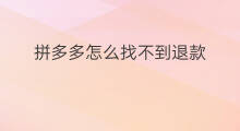 拼多多怎么找不到退款 拼多多拼主怎么退款