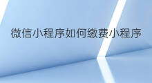 微信小程序如何缴费小程序 微信小程序优化