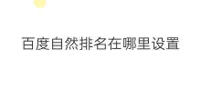 百度自然排名在哪里设置 百度自然排名费用