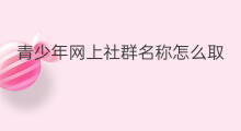 青少年网上社群名称怎么取 青少年网上社群名称怎么起