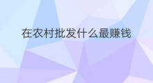 在农村批发什么最赚钱 贩卖什么在农村最赚钱