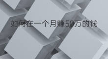 如何在一个月赚50万的钱 如何一个月赚20万