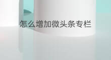 怎么增加微头条专栏 微头条怎么增加专栏销量