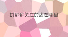 拼多多关注的店在哪里 拼多多的账户在哪里