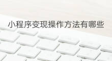 小程序变现操作方法有哪些 lazada操作方法
