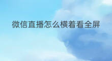 微信直播怎么横着看全屏 微信直播回看怎么设置全屏 微信直播怎么横着看全屏 微信直播回看怎么设置全屏