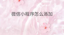 微信小程序怎么添加 微信的小程序怎么添加
