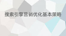 搜索引擎营销优化基本策略 搜索引擎优化策略