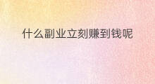 什么副业立刻赚到钱呢 怎么能赚到副业的钱