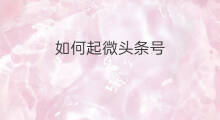 如何起微头条号 微头条怎样起号