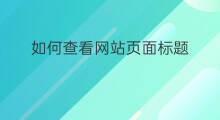 如何查看网站页面标题 网站的页面标题是什么