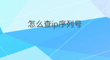怎么查ip序列号 ip序列号怎么查