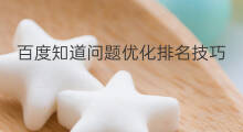 百度知道问题优化排名技巧 百度优化排名问题