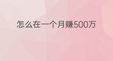 怎么在一个月赚500万 开什么店一个月赚500万