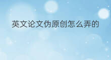 英文论文伪原创怎么弄的 英文论文伪原创怎么做的