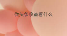 微头条收益看什么 微头条看什么收益