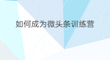 如何成为微头条训练营 头条训练营如何加入