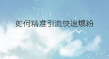 如何精准引流快速爆粉 加粉引流如何做更精准