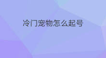 冷门宠物怎么起号 新手怎么起宠物号