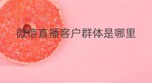 微信直播客户群体是哪里 合作客户群体怎么变现的