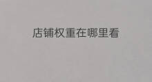 店铺权重在哪里看 闲鱼权重在哪里看