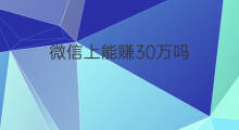 微信上能赚30万吗 去哪里能赚30万