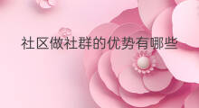 社区做社群的优势有哪些 社群社区的区别