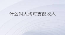什么叫人均可支配收入 人均可支配收入什么意思