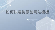 如何快速伪原创网站模板 网站模板伪原创方法是什么