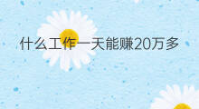 什么工作一天能赚20万多 什么工作一天能赚四百多万