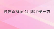 微信直播卖货用哪个第三方 chatgpt第三方