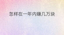 怎样在一年内赚几万块 如何一年内赚40万块