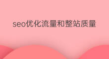 seo优化流量和整站质量 整站优化和seo区别