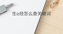 生e经怎么查关键词 如何查关键词