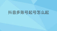 抖音多账号起号怎么起 抖音多肉怎么起号