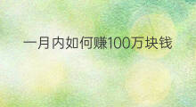 一月内如何赚100万块钱 怎么才能一月赚10万块钱