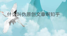 什么叫伪原创文章啊知乎 什么叫伪原创文章啊