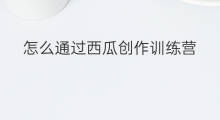 怎么通过西瓜创作训练营 西瓜训练营怎么加油