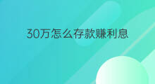 30万怎么存款赚利息 15万存款怎么赚