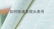 如何快速发微头条号 如何学会快速发微头条