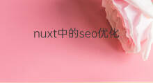 nuxt中的seo优化 seo优化中的优势
