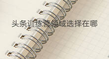 头条训练营领域选择在哪 头条训练营文档在哪