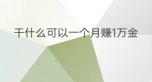 干什么可以一个月赚1万金 一个月赚1万能干什么