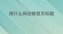 用什么网站做首页标题 什么叫网站首页标题