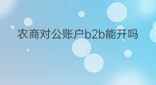 农商对公账户b2b能开吗 对公账户B2B如何开