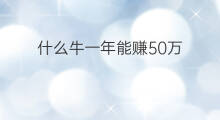 什么牛一年能赚50万 销售什么一年能赚50万