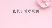 如何计算净利润 净利润怎么计算